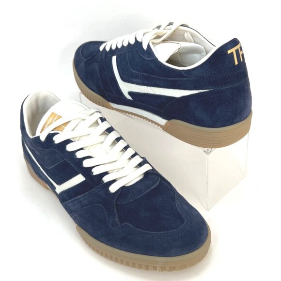 Tom Ford Jackson Suede Low Top Sneaker Navy Blue Lace-Up Men Size 9 UK8 - Picture 11 of 14